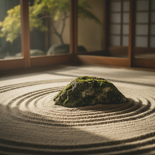 禅の庭園のクローズアップ